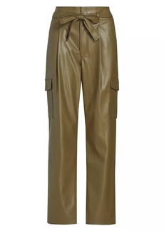 Paige Tesse Belted Faux Leather Cargo Pants