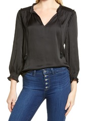 PAIGE Kaylynn Tie Neck Long Sleeve Blouse in Black at Nordstrom