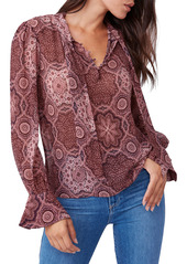 PAIGE Maline Tie Neck Silk Blouse in Mesa Rose at Nordstrom