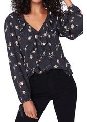 PAIGE Russo Ruffle Button Front Blouse in Black at Nordstrom