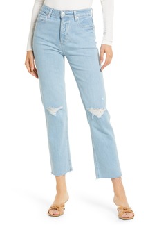 PAIGE Sarah Distressed High Waist Straight Leg Jeans in Crash Destructed at Nordstrom