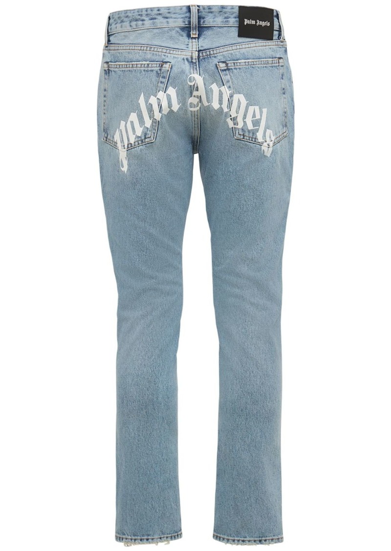 Palm Angels 17.1cm Logo Print Cotton Denim Jeans