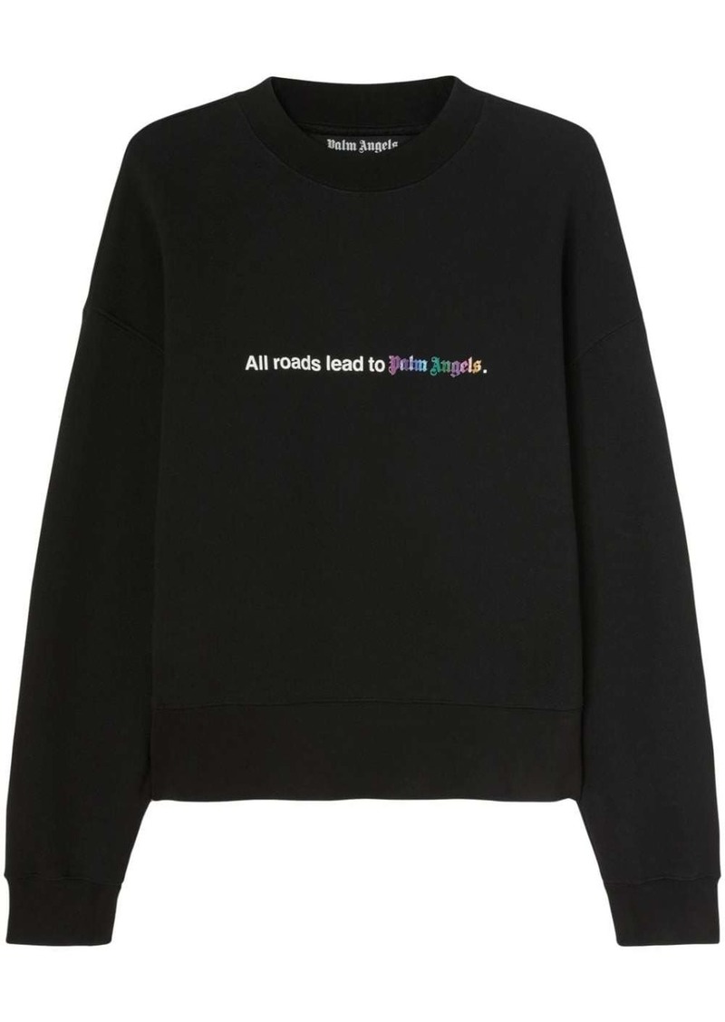 Palm Angels All Roads slogan-print cotton sweatshirt