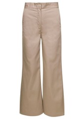 Palm Angels Beige Wide Pants with Concealed Fastening in Polyester Blend Woman
