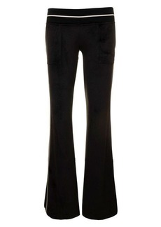 Black Chenille Flared Low-Waist Pants Woman Palm Angels