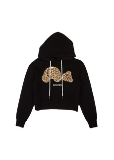 Palm Angels Black Leopard Bear Fitted Hoodie