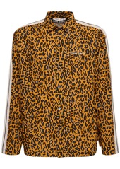 Palm Angels Cheetah Linen Blend Track Shirt