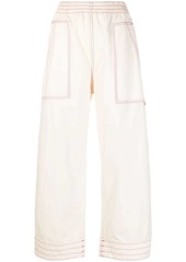 Palm Angels contrast-stitch wide-leg trousers