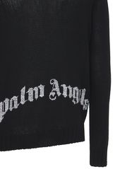 Palm Angels Curved Logo Wool Blend Knit Sweater