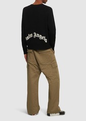 Palm Angels Curved Logo Wool Blend Knit Sweater