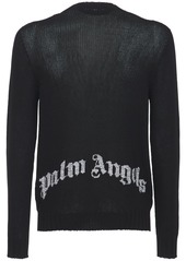 Palm Angels Curved Logo Wool Blend Knit Sweater