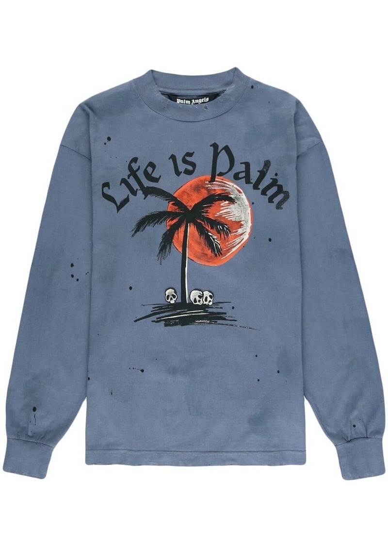 Palm Angels distressed graphic-print sweatshirt