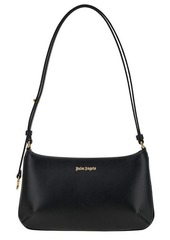 Palm Angels 'Lategram' Black Shoulder Bag with Laminated Logo Detail in Leather Woman