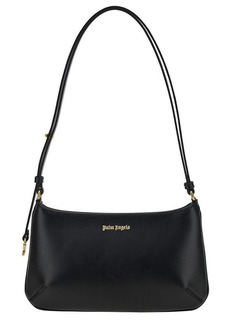 Palm Angels 'Lategram' Black Shoulder Bag with Laminated Logo Detail in Leather Woman