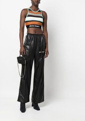 Palm Angels logo-print faux-leather track pants