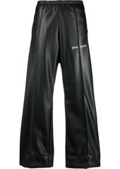 Palm Angels logo-print faux-leather track pants