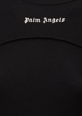 Palm Angels Ribbed Cotton Mini Dress W/logo