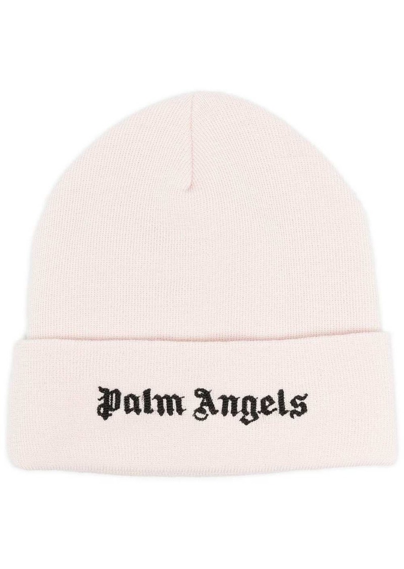 Palm Angels logo-embroidered cotton beanie