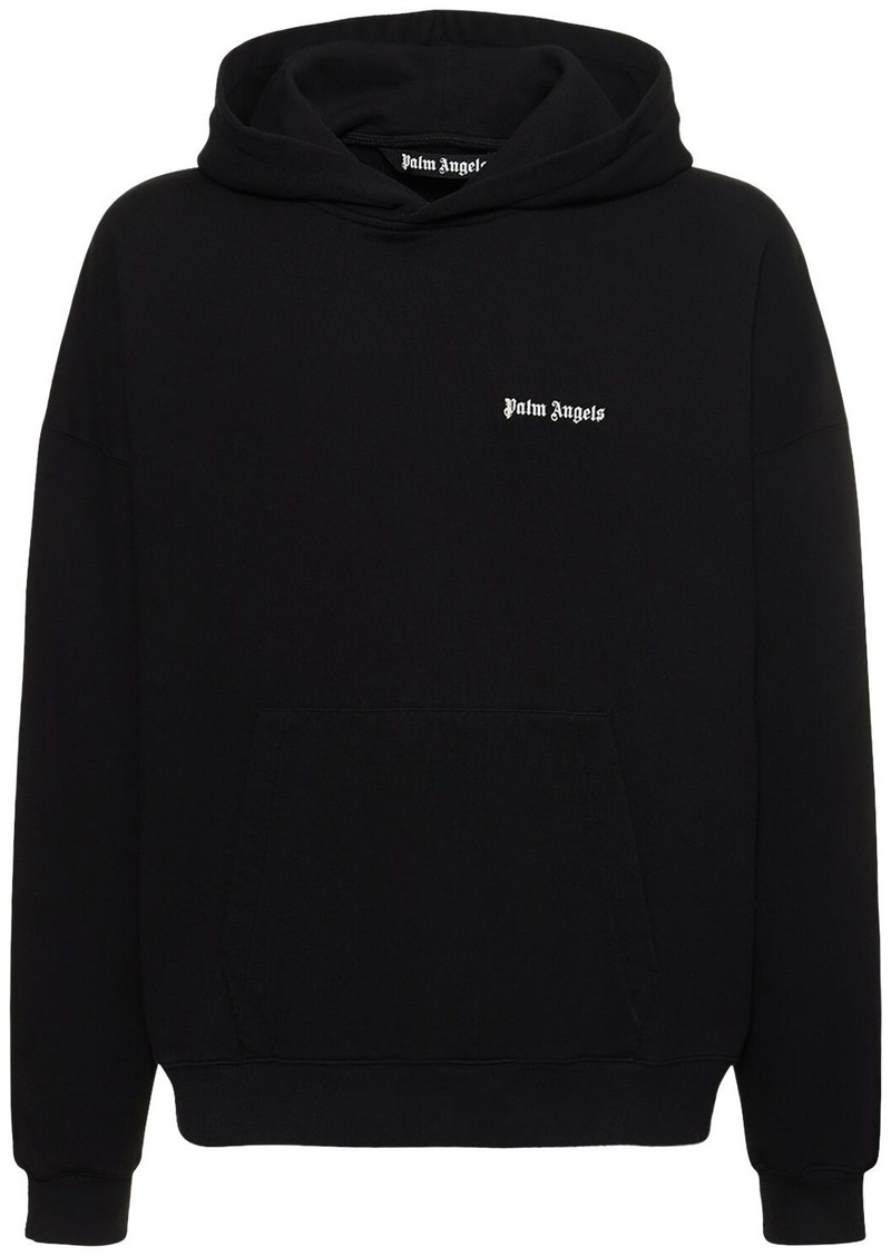 Palm Angels Logo Embroidered Cotton Hoodie