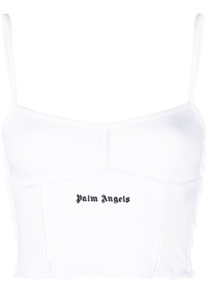 Palm Angels logo-embroidered crop top