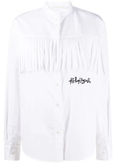 Palm Angels logo embroidered fringed shirt