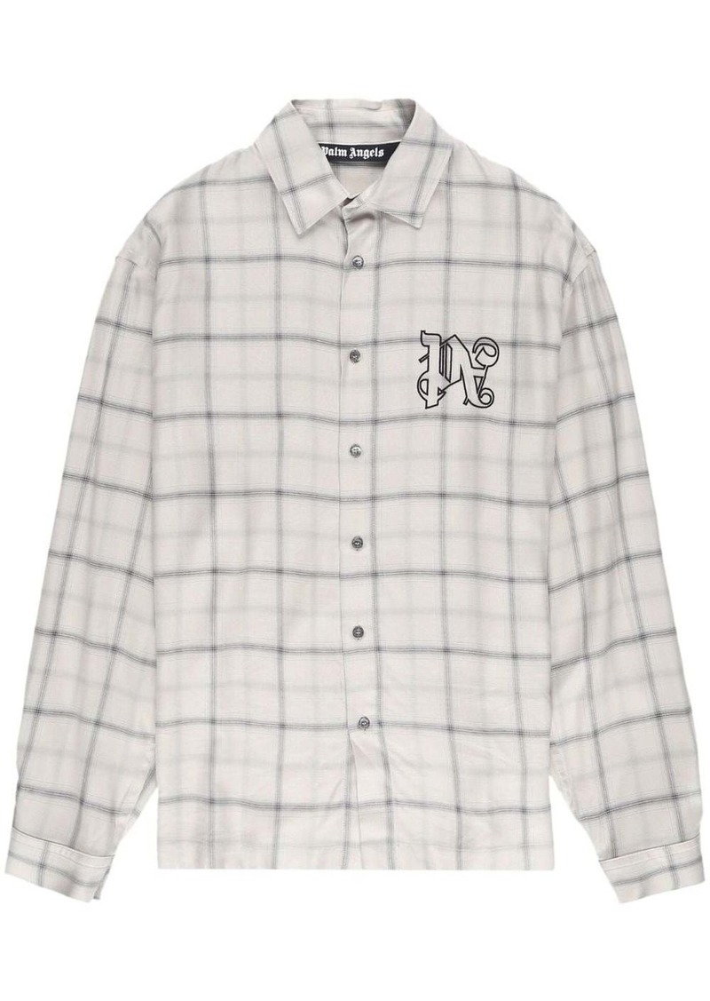 Palm Angels logo-embroidered plaid cotton shirt