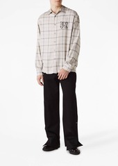 Palm Angels logo-embroidered plaid cotton shirt