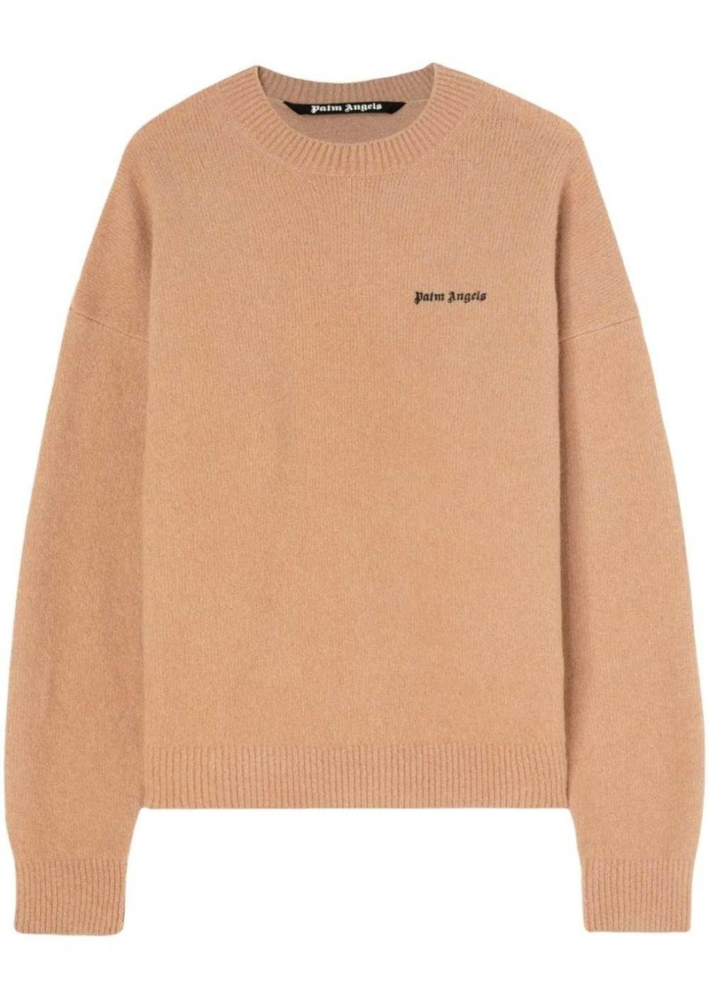 Palm Angels logo-embroidered wool-blend jumper