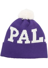 Palm Angels logo knitted pompom beanie