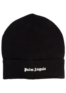 Palm Angels logo-lettering knitted beanie