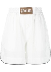 Palm Angels logo-patch linen shorts