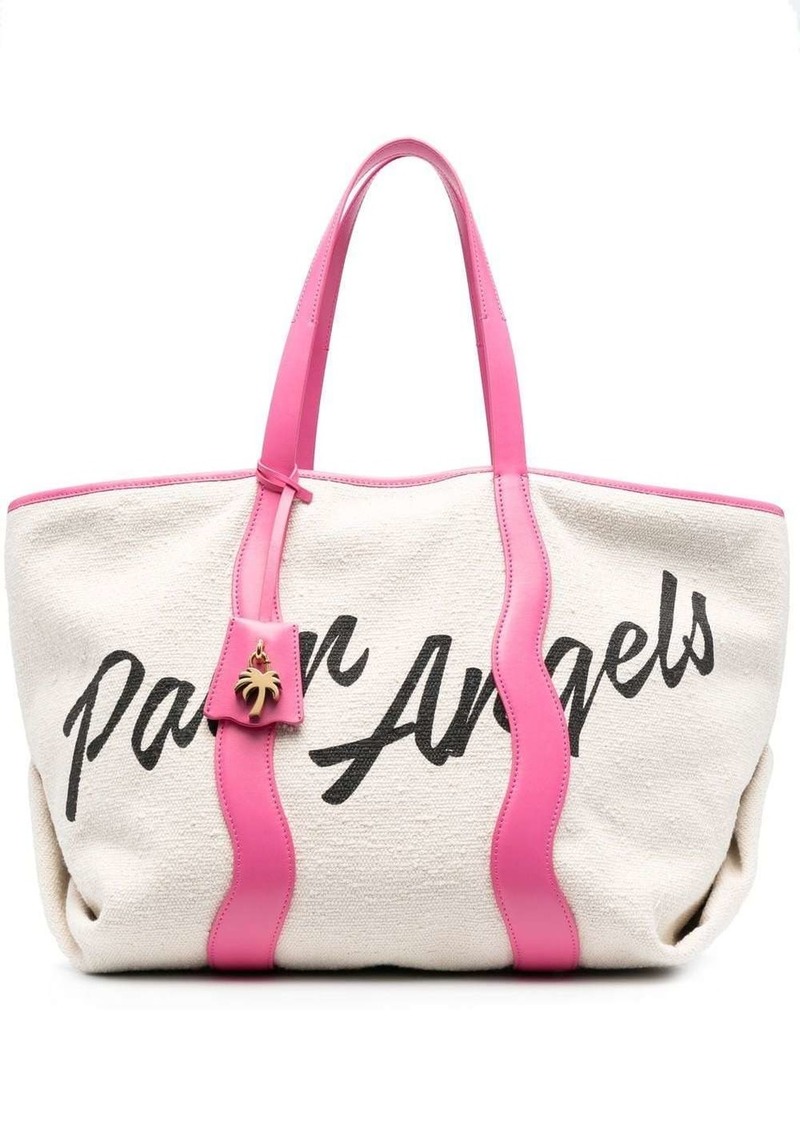 Palm Angels logo-print canvas tote bag