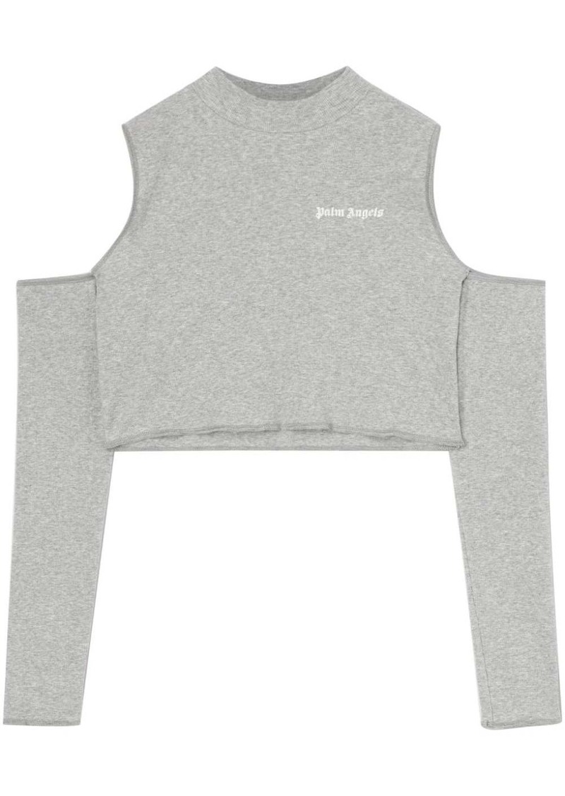 Palm Angels logo-print cut-out cropped top