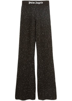 Palm Angels logo-print knitted flared trousers
