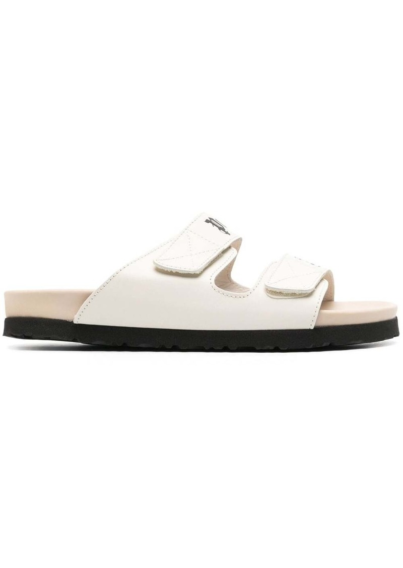 Palm Angels logo-print leather flat sandals