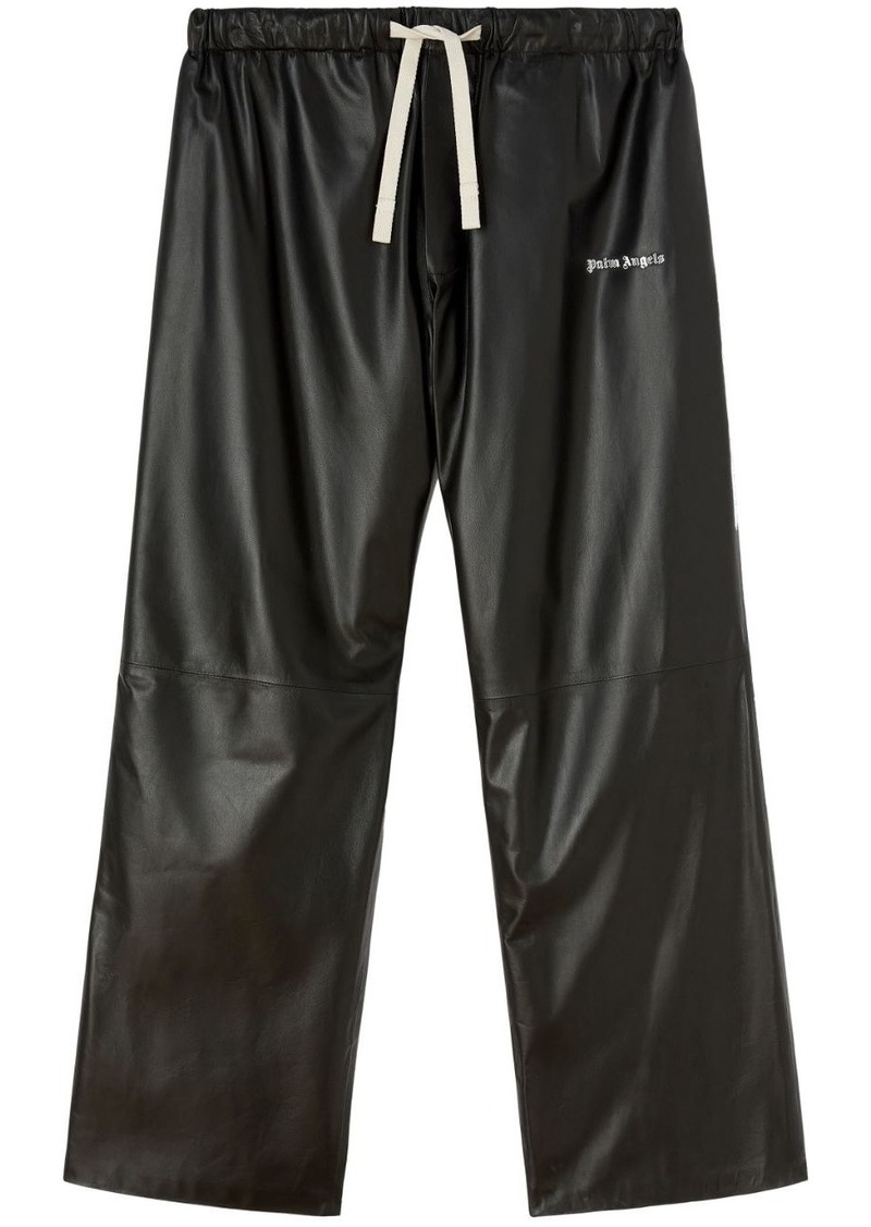 Palm Angels logo-print leather track pants