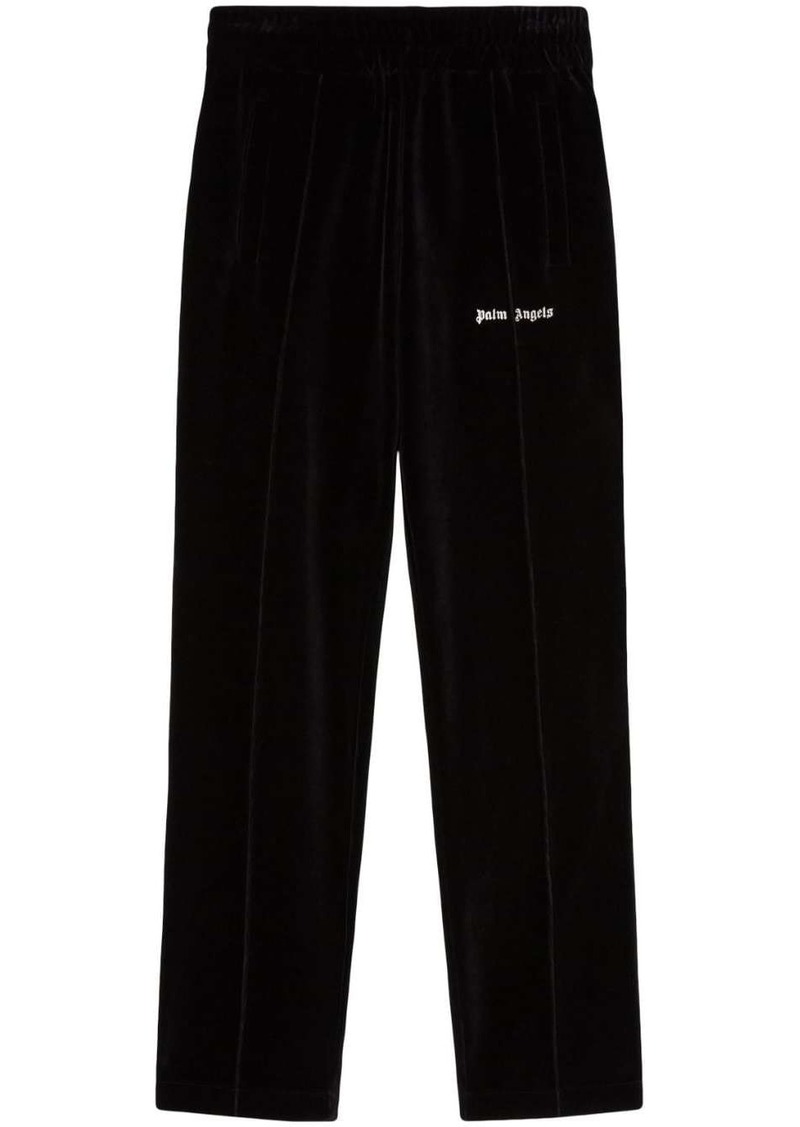 Palm Angels logo-print velvet track pants