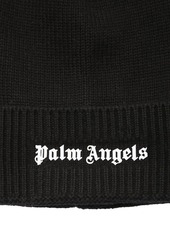 Palm Angels Logo Printed Cotton Knit Beanie