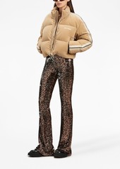 Palm Angels logo-tape sequin flared trousers