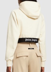 Palm Angels Logo Tape Zipped Cotton Sweatshirt
