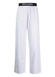 Palm Angels logo-waistband striped pajama trousers