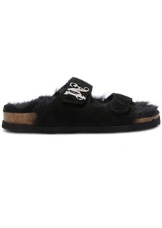 Palm Angels monogram-plaque faux-fur sandals