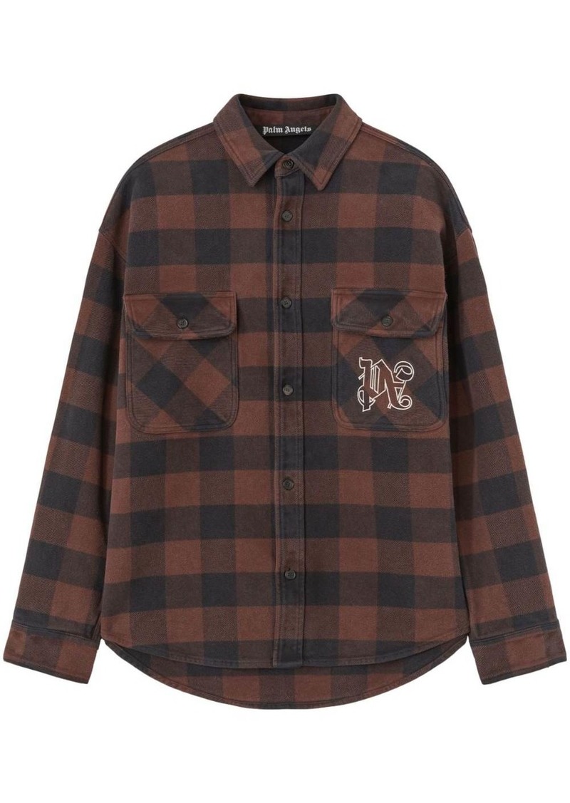 Palm Angels monogram-print checked shirt