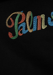 Palm Angels - Cropped embroidered French cotton-blend terry hoodie - Black - XS
