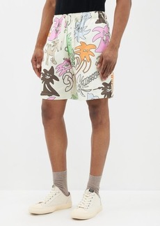 Palm Angels - Palmity Printed Linen-blend Shorts - Mens - Cream Multi