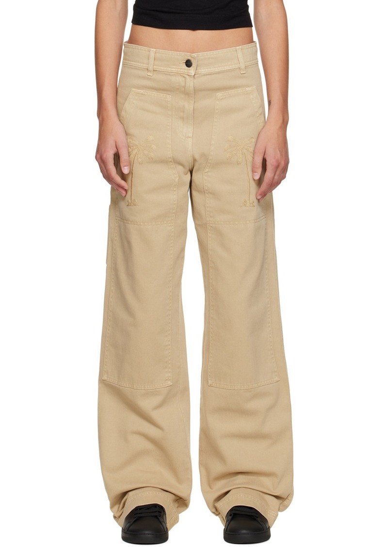 Palm Angels Beige Bull Cargo Pants