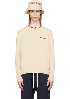 Palm Angels Beige Embroidered Sweater