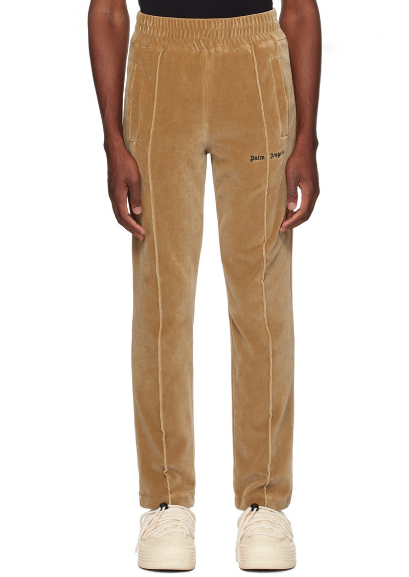 Palm Angels Beige Embroidered Sweatpants