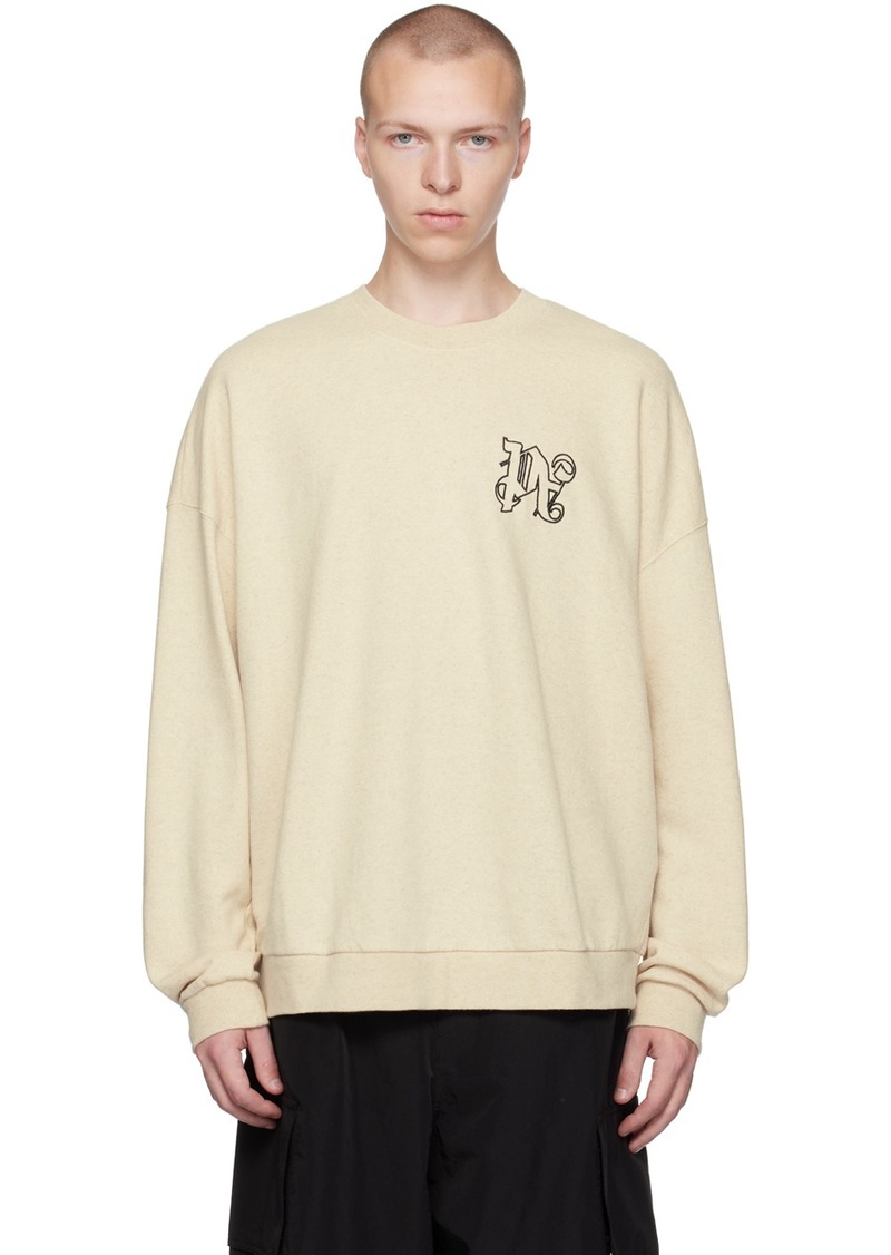 Palm Angels Beige Monogram Sweatshirt