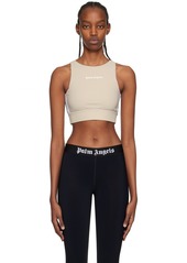 Palm Angels Beige Track Sports Bra